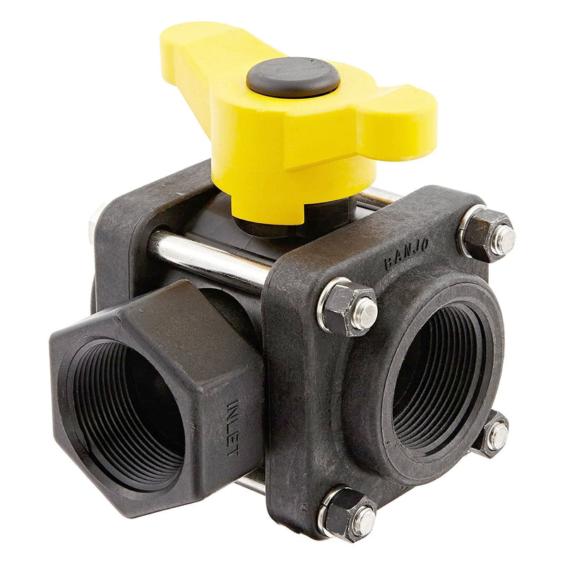 Banjo V150SL 1-1/2 in. FPT 3-Way Side Load Poly Ball Valve 1-1/2 in. Port