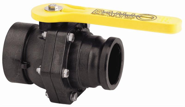 Banjo VSF300 3 in. PP Bolted SP Stubby Valve 3 in.Male Adpt X 3 in. Female Thr